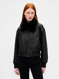 Vegan Leather Bomber Jacket