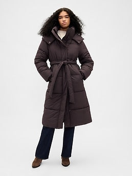 Belted Long Puffer Coat