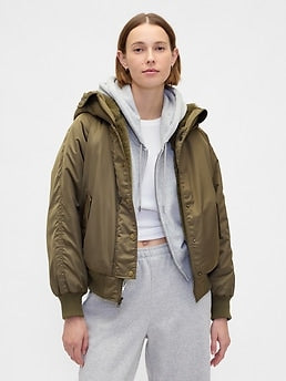 Faux Fur-Lined Hooded Utility Jacket